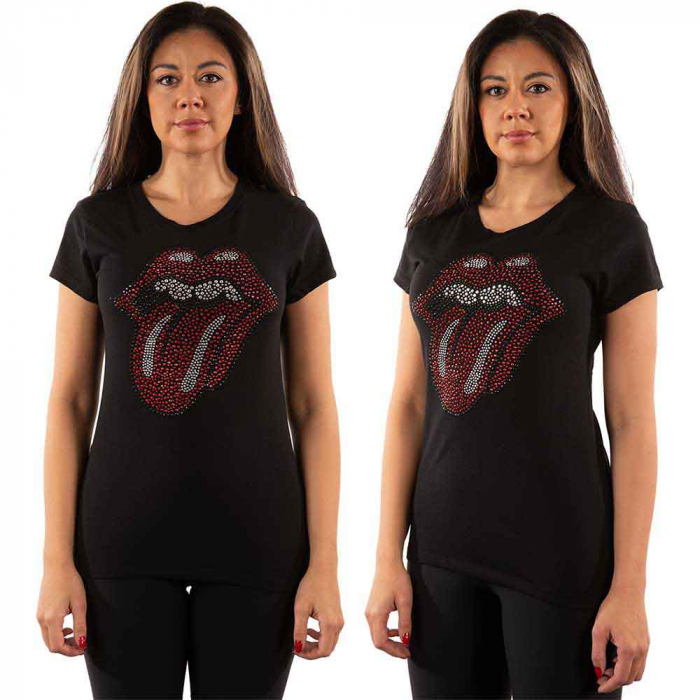 The Rolling Stones Ladies T-Shirt: Classic Tongue (Embellished) [1]
