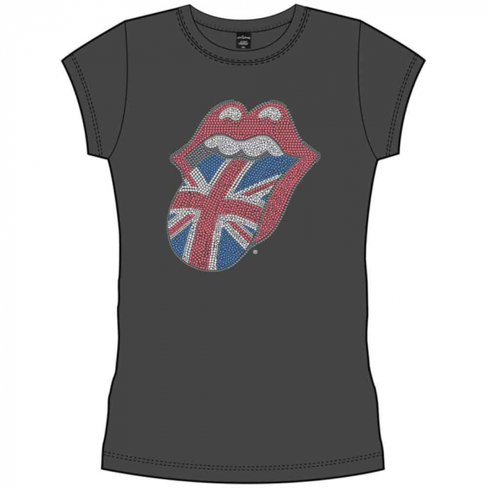 The Rolling Stones Ladies T-Shirt: Classic UK Tongue (Embellished) [1]