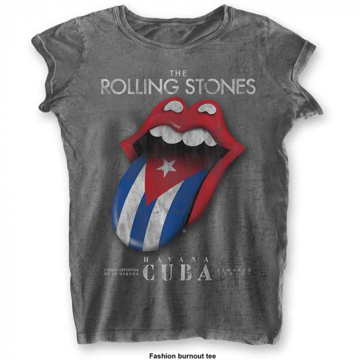 The Rolling Stones Ladies T-Shirt: Havana Cuba (Burnout) [1]