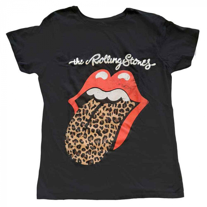 The Rolling Stones Ladies T-Shirt: Leopard Print Tongue (8) [1]