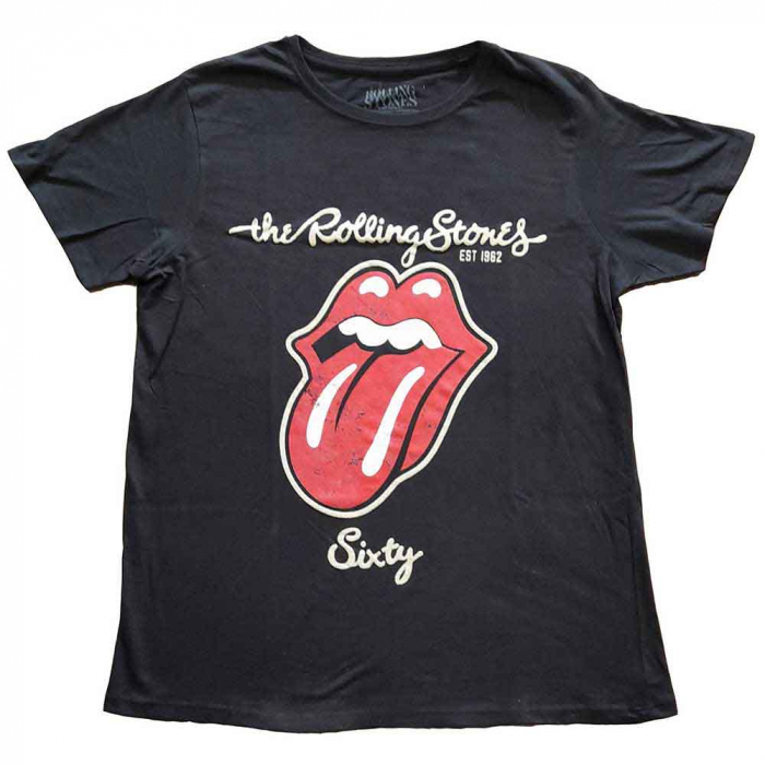 The Rolling Stones Ladies T-Shirt: Sixty Plastered Tongue (Suede Applique) [1]