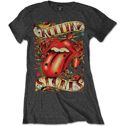 The Rolling Stones Ladies T-Shirt: Tongue & Stars [1]