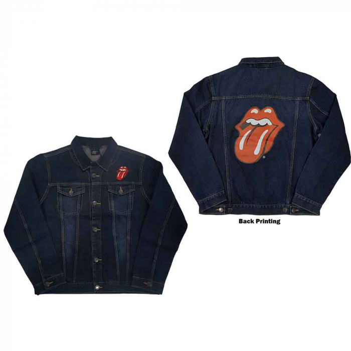 The Rolling Stones Unisex Denim Jacket: Classic Tongue (Back Print) [1]