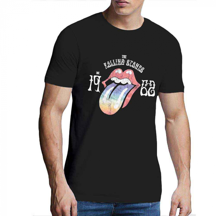The Rolling Stones Unisex Hi-Build T-Shirt: Sixty Rainbow Tongue '62 [1]
