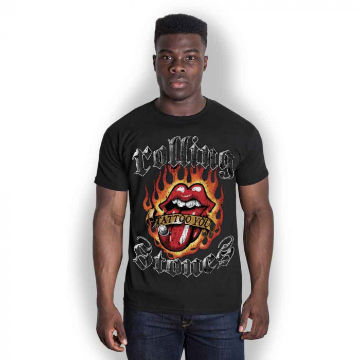 The Rolling Stones Unisex T-Shirt: Flaming Tattoo Tongue [1]