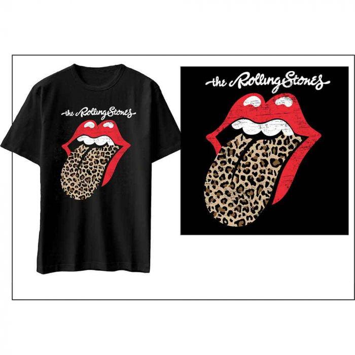 The Rolling Stones Unisex T-Shirt: Leopard Print Tongue [1]