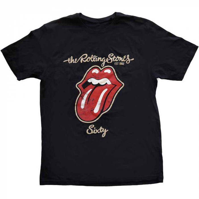 The Rolling Stones Unisex T-Shirt: Sixty Plastered Tongue (Suede Applique) [1]