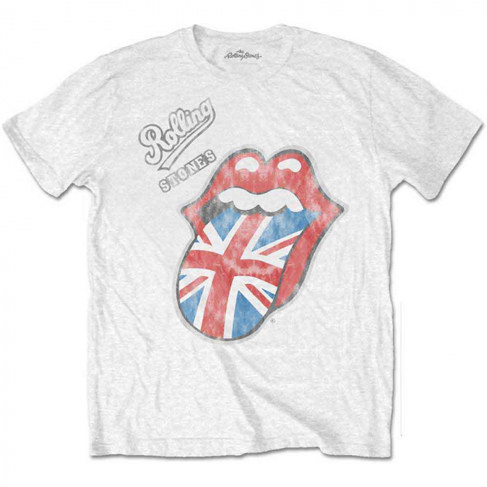 The Rolling Stones Unisex T-Shirt: Vintage British Tongue (Soft Hand Inks) [1]