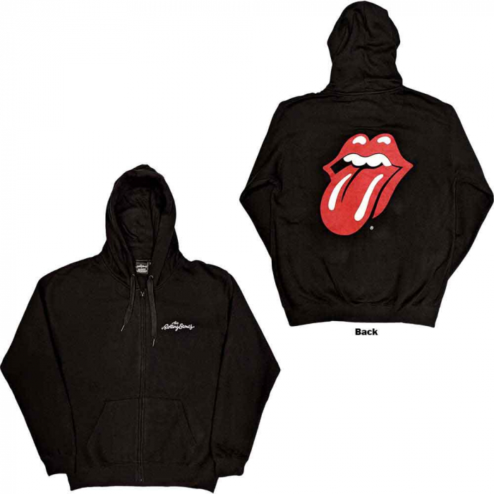The Rolling Stones Unisex Zipped Hoodie: Classic Tongue (Back Print) [1]