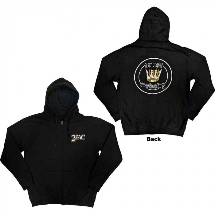Tupac Unisex Zipped Hoodie: Crown Seal (Back Print) [1]