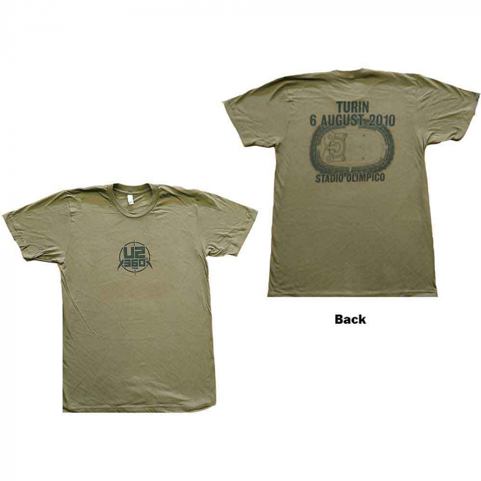U2 Unisex T-Shirt: 360 Degree Tour Turin 2010 (Ex-Tour & Back Print) [1]