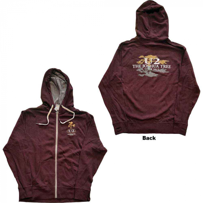 U2 Unisex Zipped Hoodie: Joshua Tree 2017 (Back Print, Ex-Tour) [1]