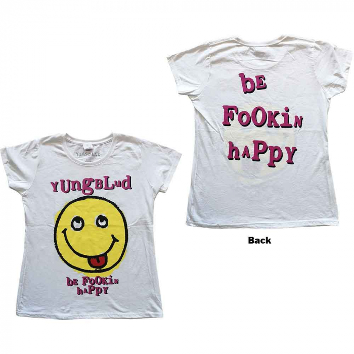 Yungblud Ladies T-Shirt: Raver Smile (Back Print) [1]