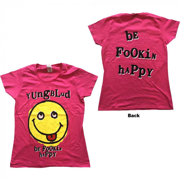 Yungblud Ladies T-Shirt: Raver Smile (Back Print) [1]