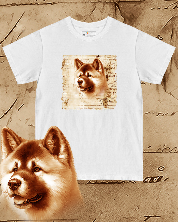 Tricou alb damă. Tricou alb bărbați. Tricou personalizat. Tricou bumbac 100%.  Akita [1]