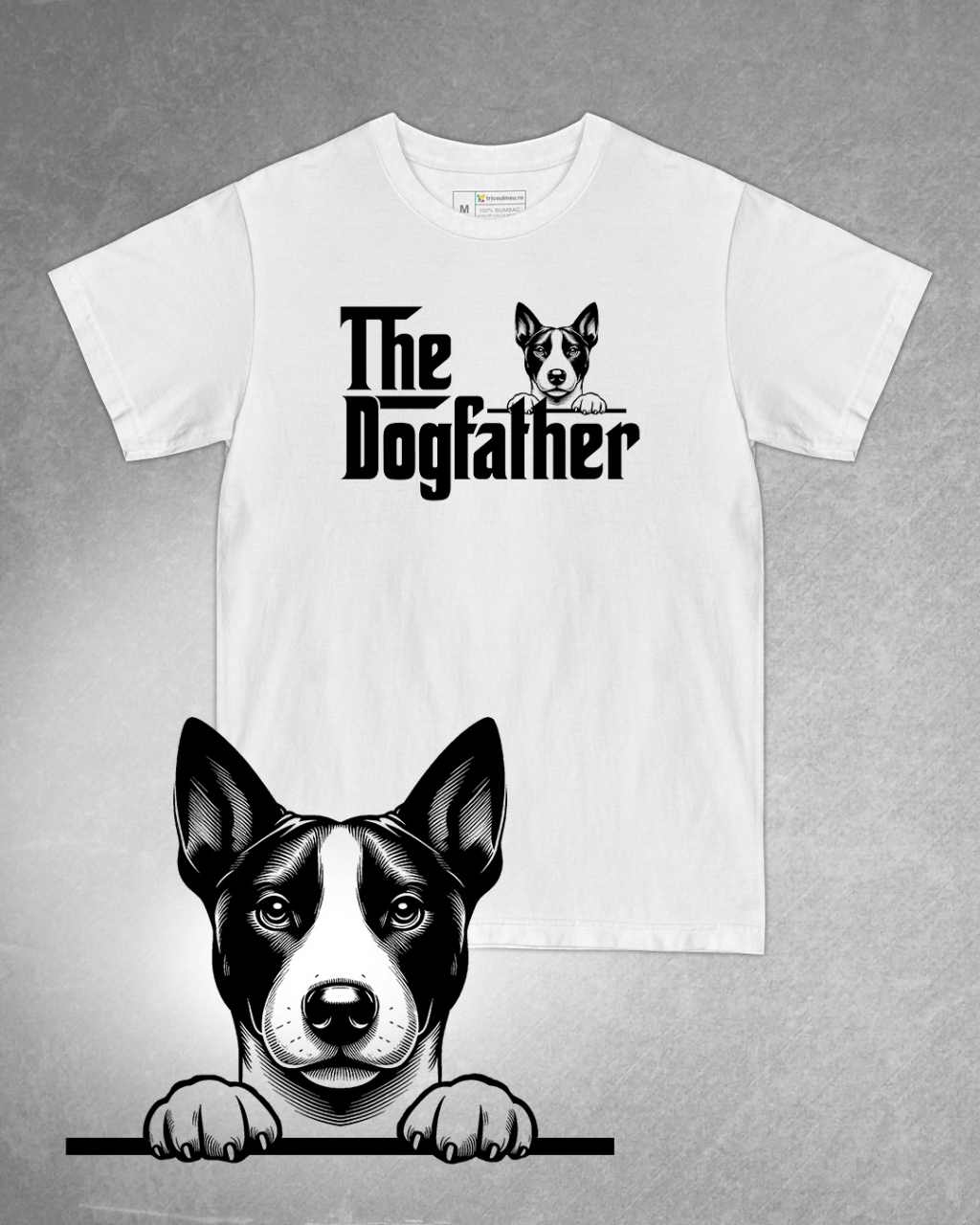 Tricou alb bărbat. Tricou personalizat. Tricou bumbac 100%.Tricou  Basenji [1]