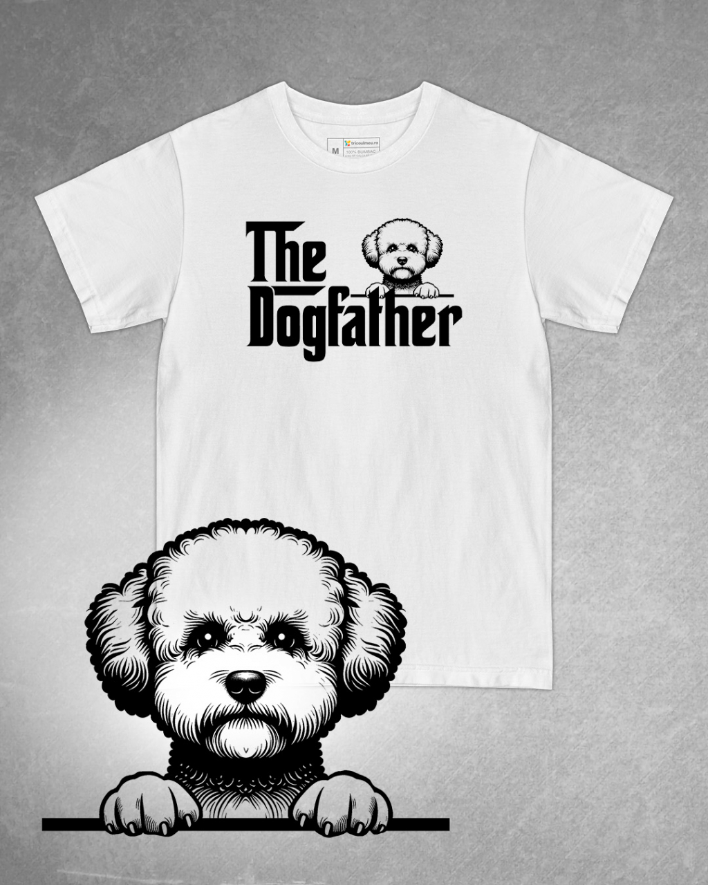 Tricou alb bărbat. Tricou personalizat. Tricou bumbac 100%.Tricou  Bichon Frise [1]