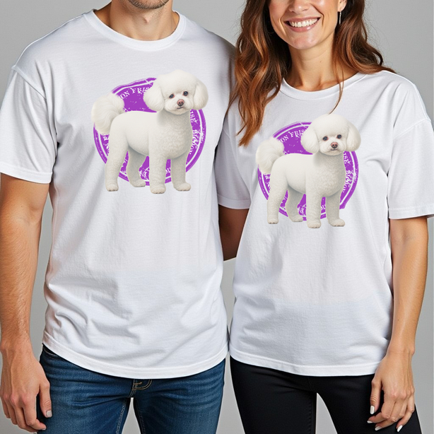 Tricou alb damă. Tricou alb bărbați. Tricou personalizat. Tricou bumbac 100%. Tricou Bichon Frise [1]