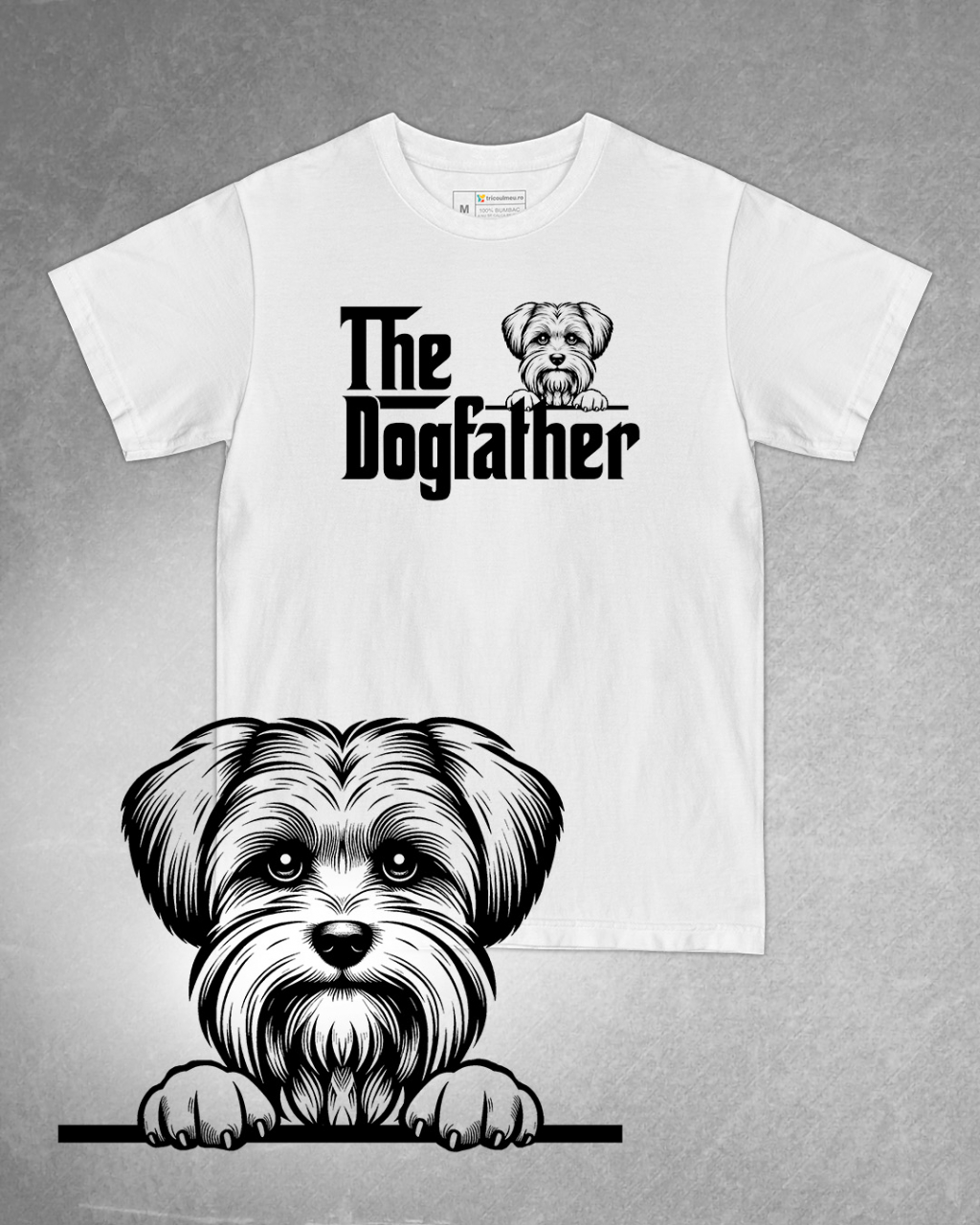 Tricou alb bărbat. Tricou personalizat. Tricou bumbac 100%.Tricou  Bichon Maltez / Bichon Maltese [1]