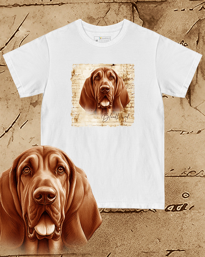 Tricou alb damă. Tricou alb bărbați. Tricou personalizat. Tricou bumbac 100%.  Bloodhound [1]