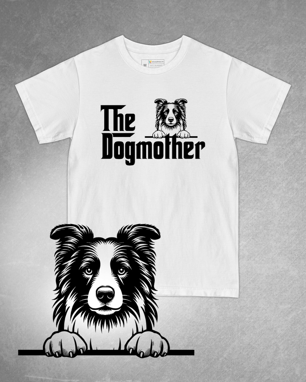 Tricou alb damă. Tricou personalizat. Tricou bumbac 100%.Tricou  Border Collie [1]