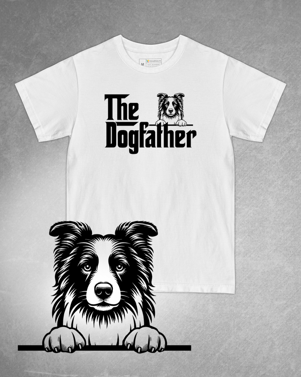 Tricou alb bărbat. Tricou personalizat. Tricou bumbac 100%.Tricou  Border Collie [1]