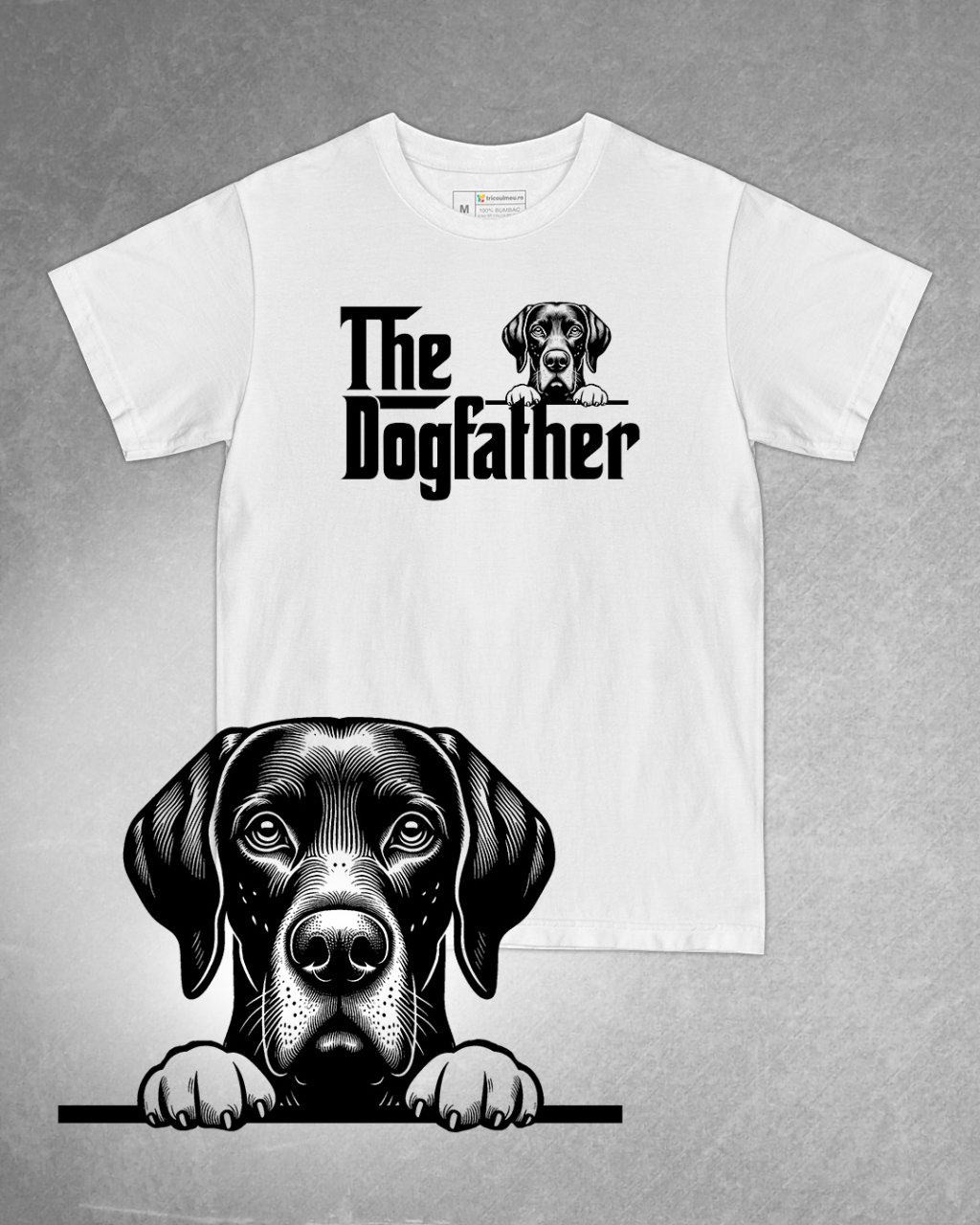 Tricou alb bărbat. Tricou personalizat. Tricou bumbac 100%.Tricou Brac German / German Shorthaired Pointer [1]