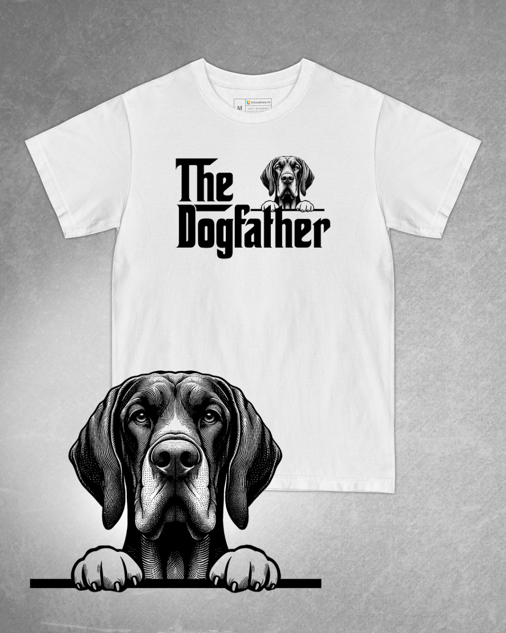 Tricou alb bărbat. Tricou personalizat. Tricou bumbac 100%.Tricou  Brac Italian / Bracco Italiano [1]