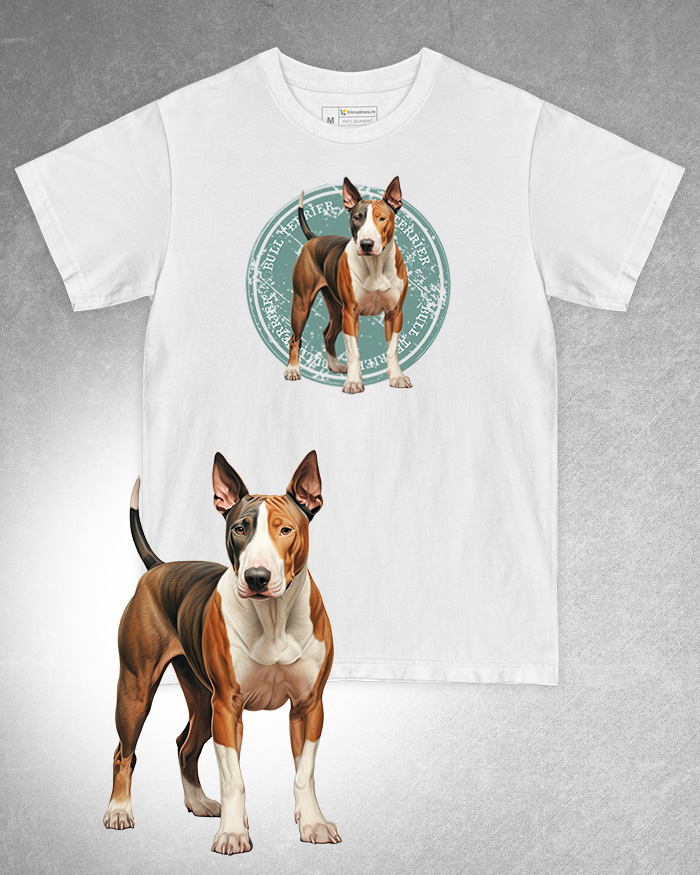 Tricou alb damă. Tricou alb bărbați. Tricou personalizat. Tricou bumbac 100%. Tricou Bull Terrier [1]