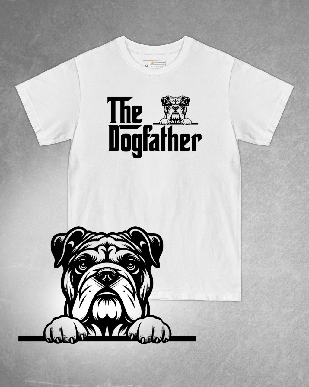 Tricou alb bărbat. Tricou personalizat. Tricou bumbac 100%.Tricou Bulldog Englez / English Bulldog [1]