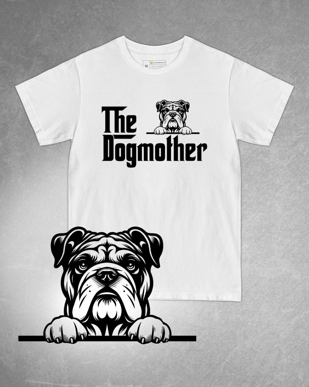 Tricou alb damă. Tricou personalizat. Tricou bumbac 100%.Tricou Bulldog Englez / English Bulldog [1]