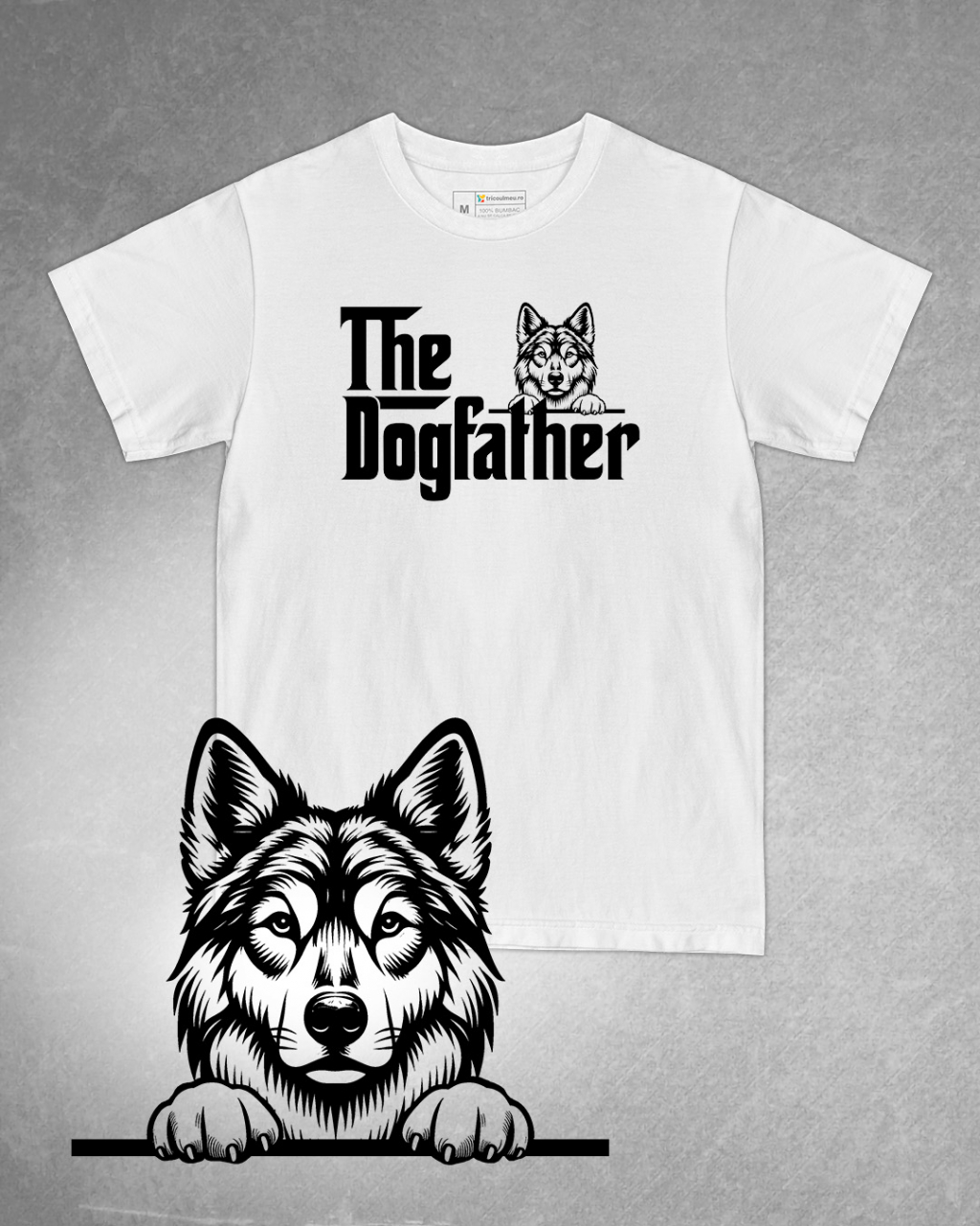 Tricou alb bărbat. Tricou personalizat. Tricou bumbac 100%.Tricou  Câine Lup Cehoslovac / Czechoslovakian Wolfdog [1]