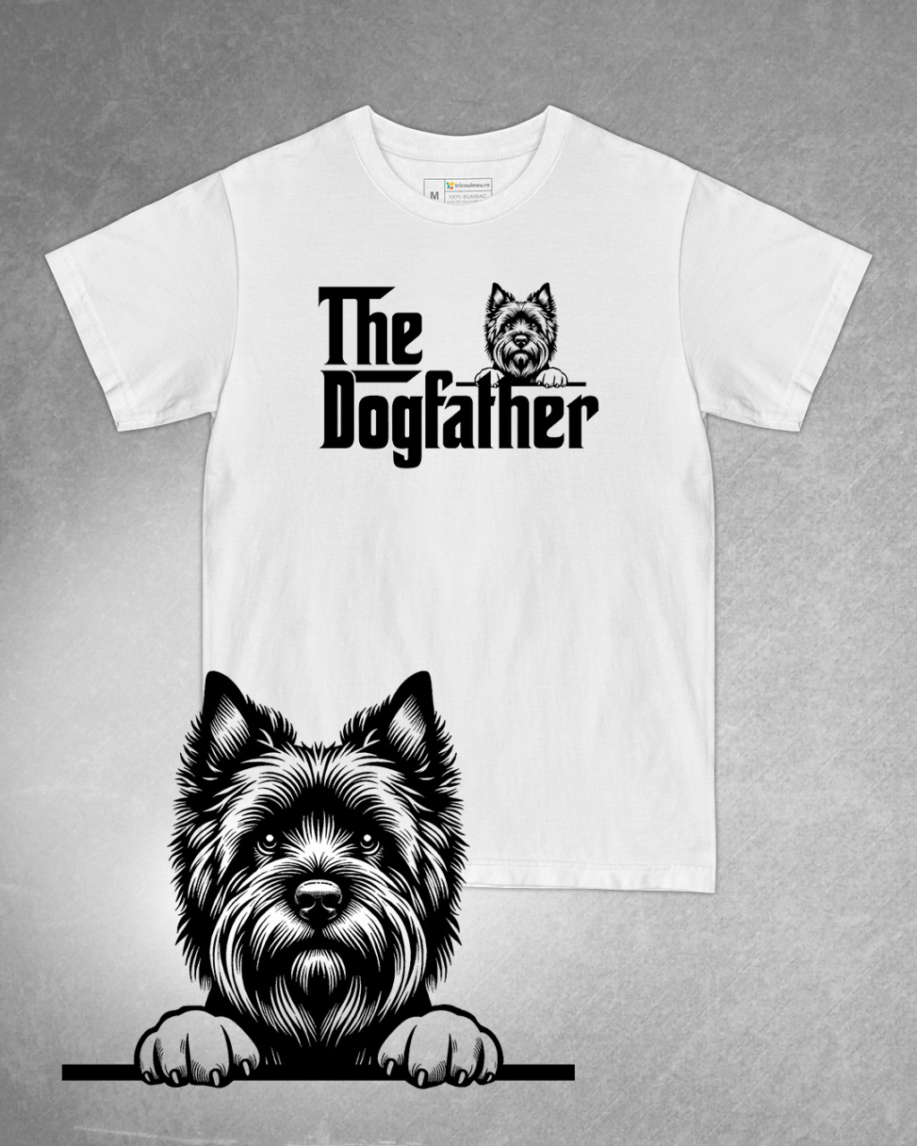 Tricou alb bărbat. Tricou personalizat. Tricou bumbac 100%.Tricou  Cairn Terrier [1]