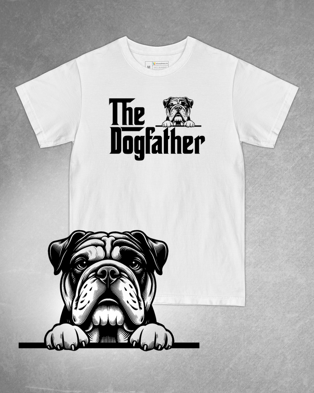 Tricou alb bărbat. Tricou personalizat. Tricou bumbac 100%.Tricou  Campeiro Bulldog [1]