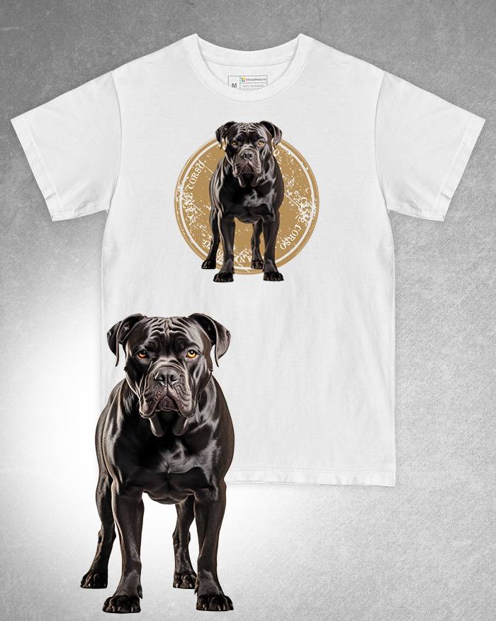 Tricou alb damă. Tricou alb bărbați. Tricou personalizat. Tricou bumbac 100%. Tricou Cane Corso [1]