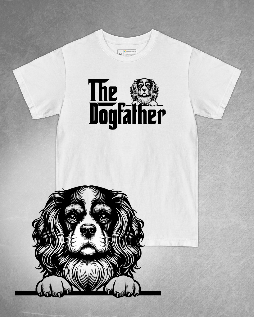Tricou alb bărbat. Tricou personalizat. Tricou bumbac 100%.Tricou  Cavalier King Charles Spaniel [1]
