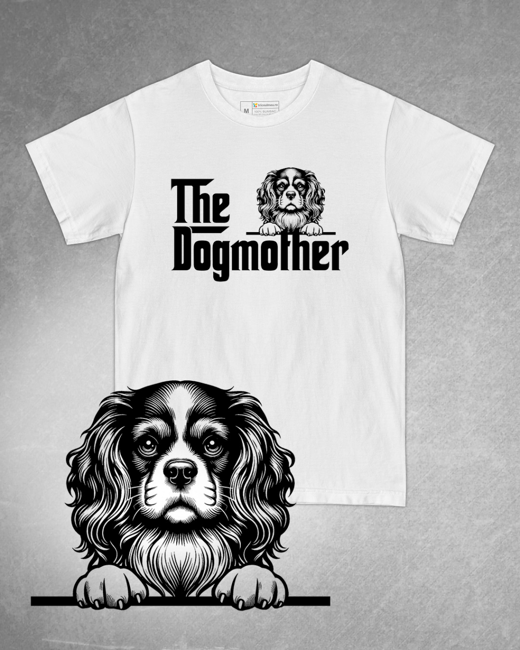 Tricou alb damă. Tricou personalizat. Tricou bumbac 100%.Tricou  Cavalier King Charles Spaniel [1]