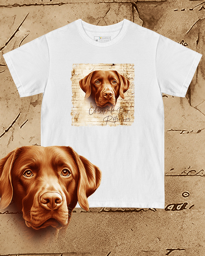 Tricou alb damă. Tricou alb bărbați. Tricou personalizat. Tricou bumbac 100%.  Chesapeake Bay Retriever [1]