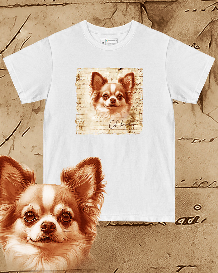 Tricou alb damă. Tricou alb bărbați. Tricou personalizat. Tricou bumbac 100%.  Chihuahua [1]