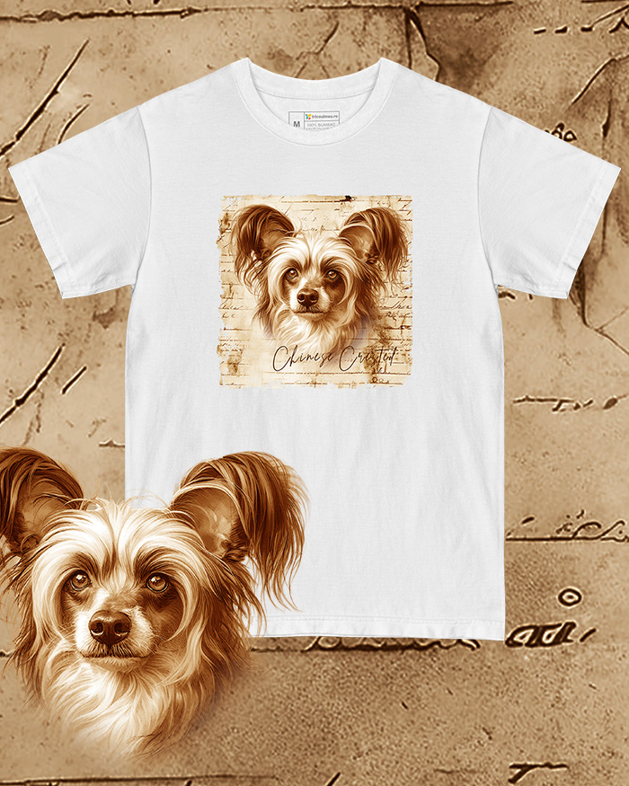 Tricou alb damă. Tricou alb bărbați. Tricou personalizat. Tricou bumbac 100%.  Chinese Crested [1]