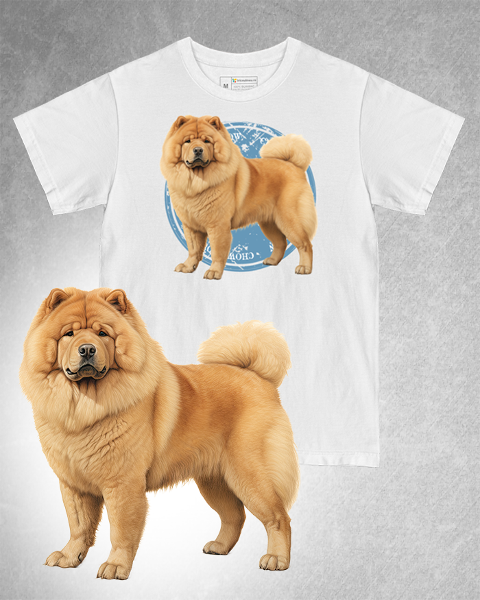 Tricou alb damă. Tricou alb bărbați. Tricou personalizat. Tricou bumbac 100%. Tricou Chow Chow [1]