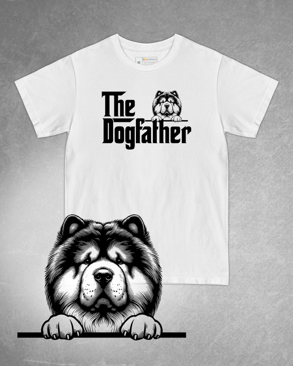 Tricou alb bărbat. Tricou personalizat. Tricou bumbac 100%.Tricou  Chow Chow [1]