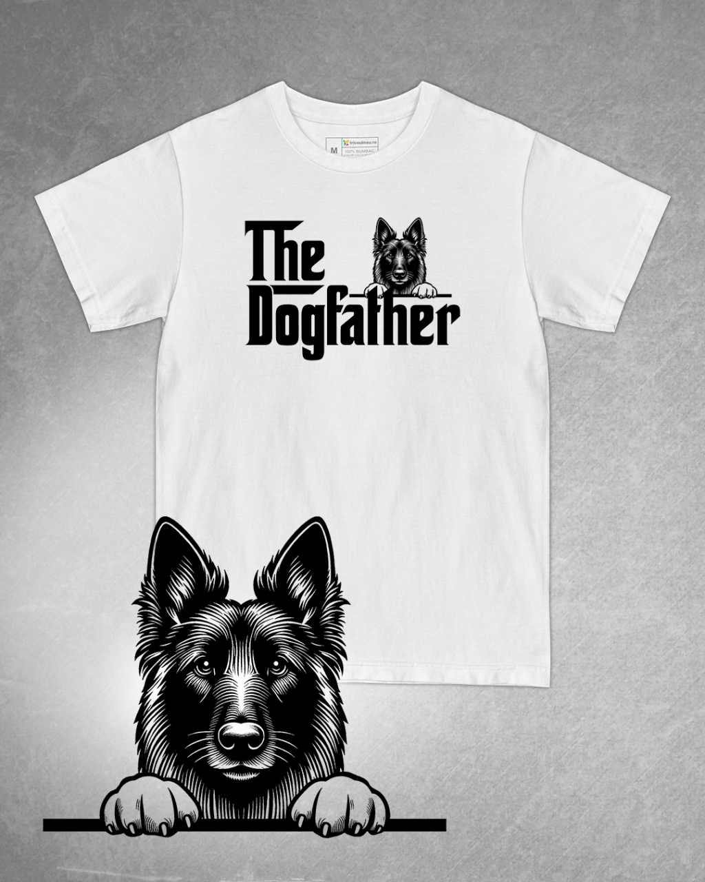 Tricou alb bărbat. Tricou personalizat. Tricou bumbac 100%.Tricou  Ciobănesc Belgian Laekenois / Belgian Laekenois [1]