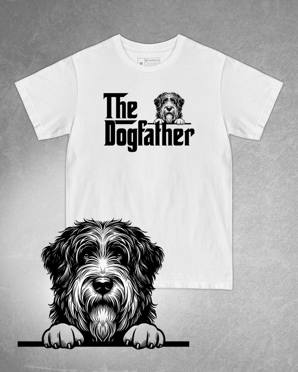 Tricou alb bărbat. Tricou personalizat. Tricou bumbac 100%.Tricou  Ciobănesc Catalan / Catalan Sheepdog [1]