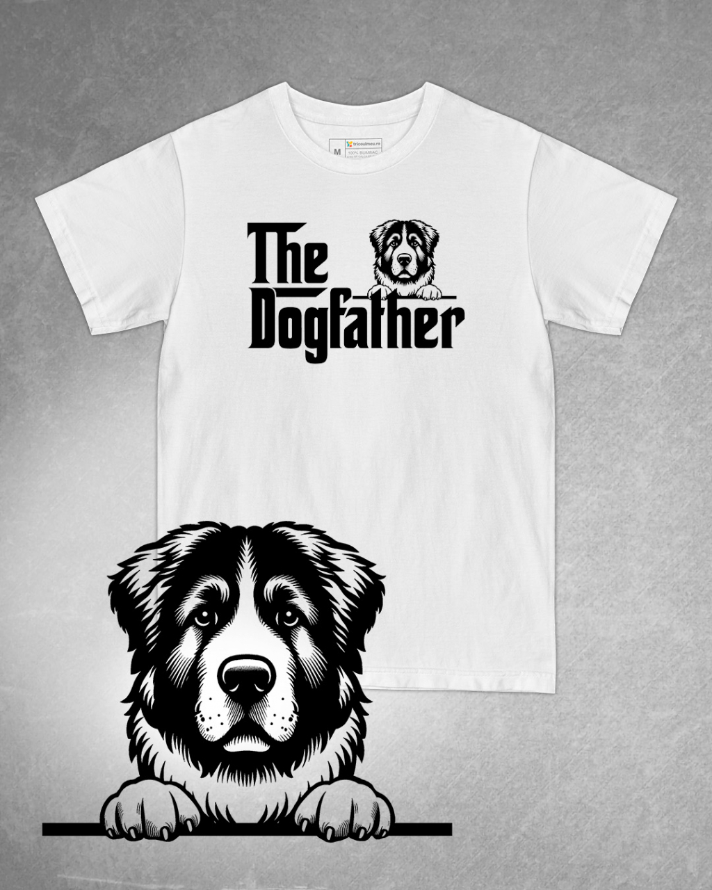 Tricou alb bărbat. Tricou personalizat. Tricou bumbac 100%.Tricou Ciobănesc de Asia Centrală / Central Asian Shepherd [1]