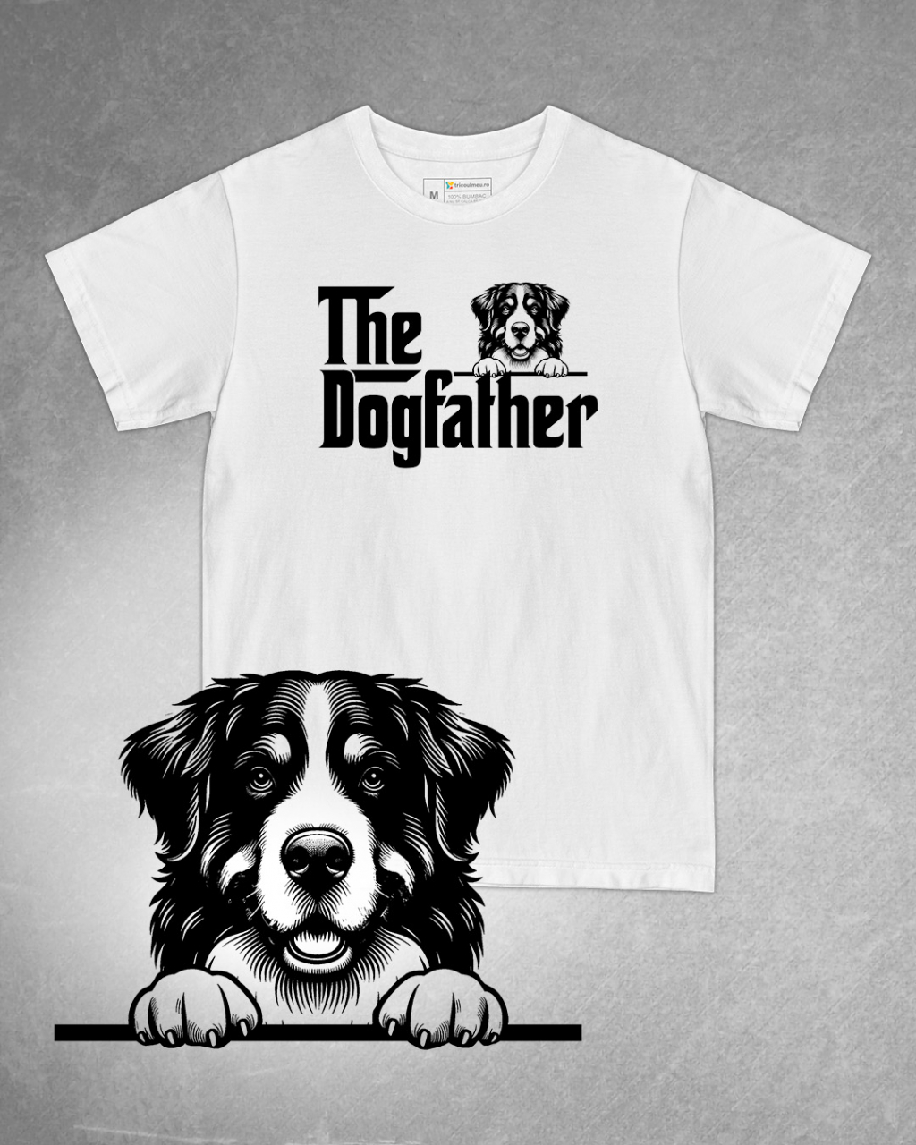 Tricou alb bărbat. Tricou personalizat. Tricou bumbac 100%.Tricou  Ciobănesc de Berna / Bernese Mountain Dog [1]