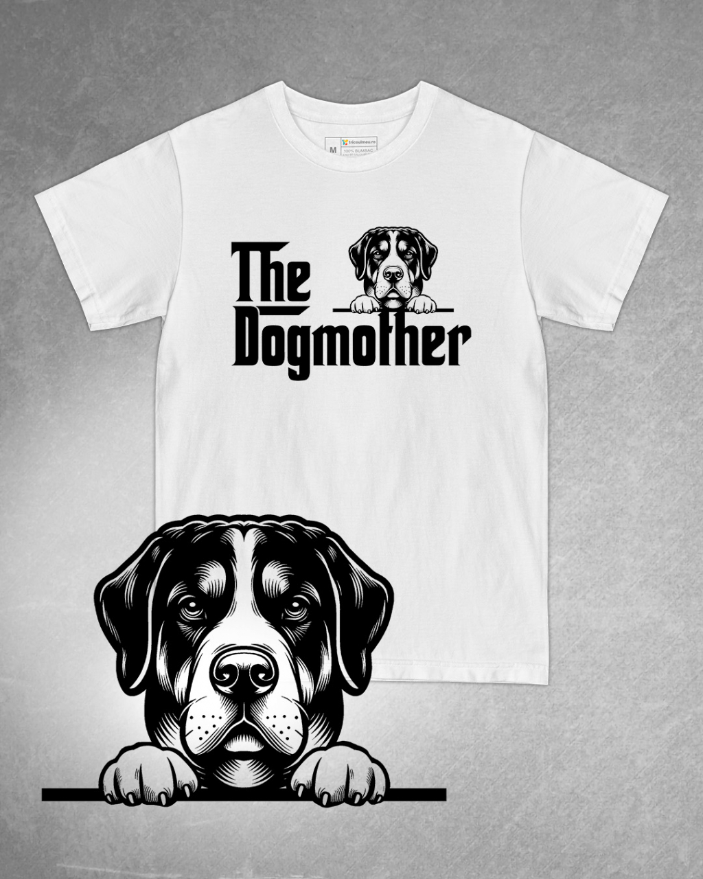 Tricou alb damă. Tricou personalizat. Tricou bumbac 100%.Tricou  Ciobănesc de Cireadă Elvețian / Greater Swiss Mountain Dog [1]