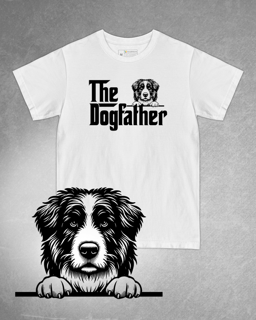 Tricou alb bărbat. Tricou personalizat. Tricou bumbac 100%.Tricou Ciobănesc de Pirinei / Pyrenean Shepherd [1]