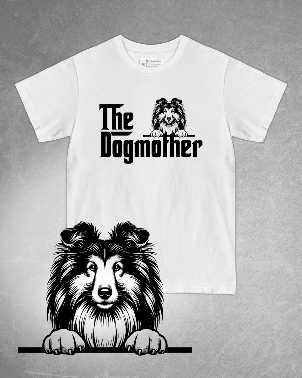 Tricou alb damă. Tricou personalizat. Tricou bumbac 100%.Tricou  Ciobănesc de Shetland / Shetland Sheepdog [1]