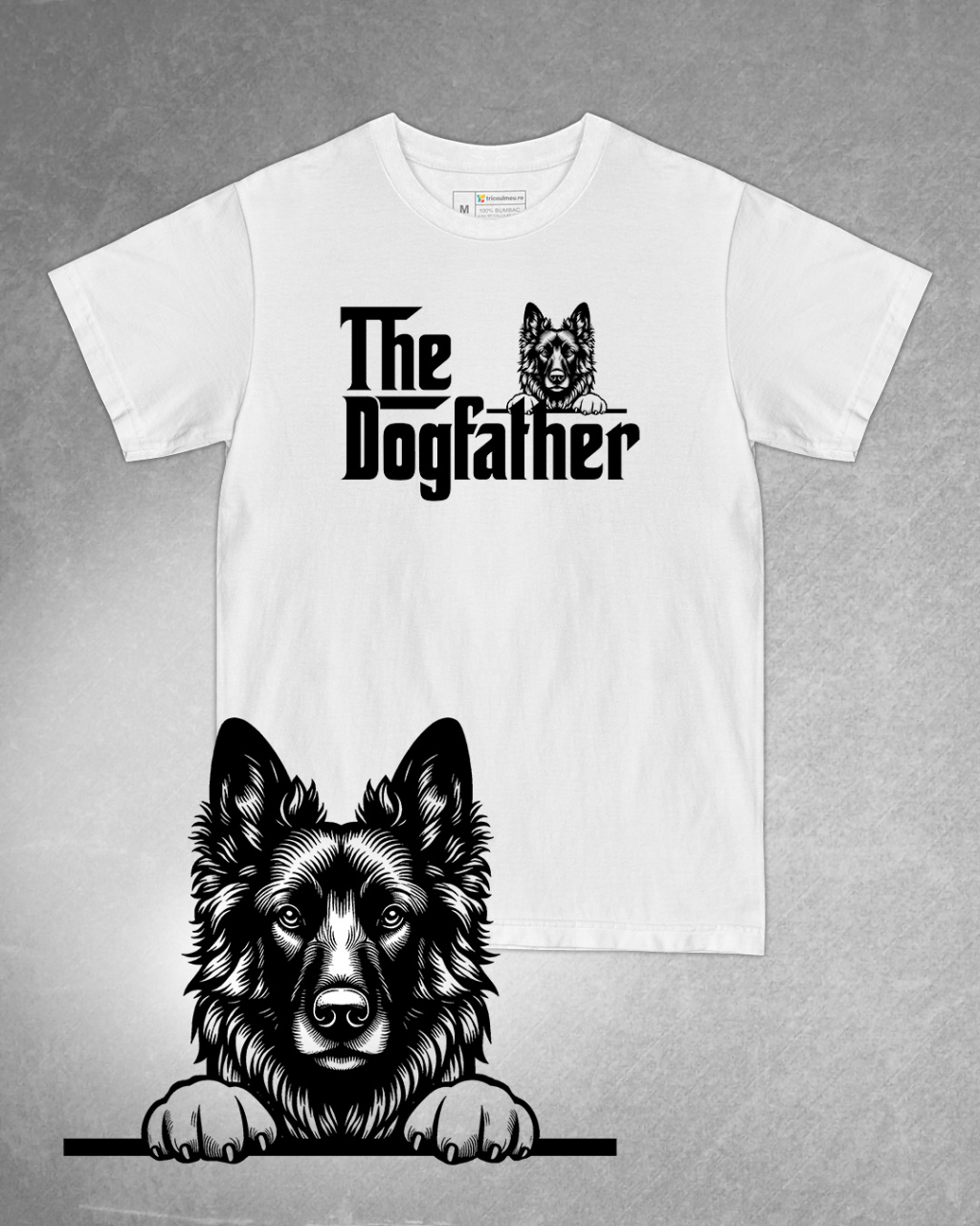Tricou alb bărbat. Tricou personalizat. Tricou bumbac 100%.Tricou Ciobănesc olandez / Dutch Shepherd [1]